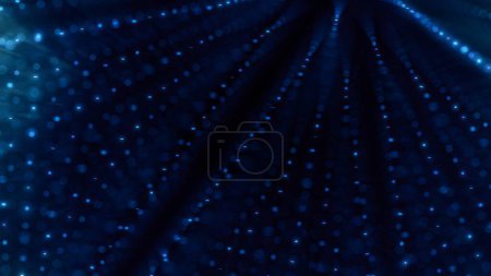 Photo for Blue abstract glowing digital dot array pattern in elegant dark space. 3D illustration of glowing decorative data point particle mesh. Futuristic technology background for storage network security. - Royalty Free Image
