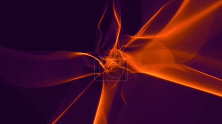 Photo for Abstract revolving orange plasma energy force field loop on purple background. Concept generative art 3D illustration of psychedelic evolving gradient flare graphic backplate copy space design element - Royalty Free Image