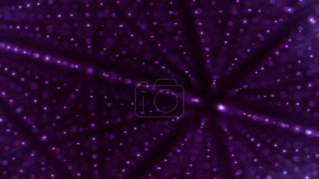 Foto de Púrpura abstracto brillante patrón de matriz de puntos digitales en el elegante espacio oscuro. Ilustración 3D de la malla de partículas de punto de datos decorativos brillantes. Experiencia tecnológica futurista para la seguridad de la red de almacenamiento. - Imagen libre de derechos