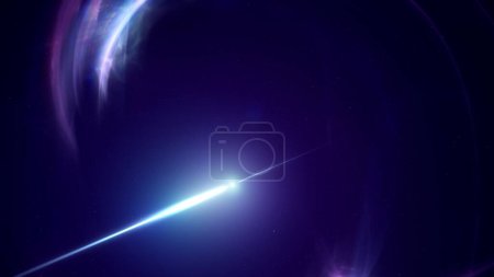 Téléchargez les photos : Vue d'ensemble du pulsar rotatif dans la nébuleuse spatiale émettant des sursauts gamma de haute énergie. Astrophysique Illustration 3D concept de feux de rayonnement clignotants. Noyau magnétar cosmique pulsant ou étoile à neutrons. - en image libre de droit