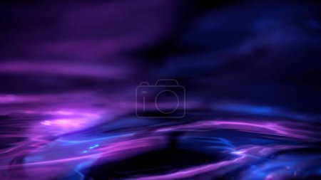 Téléchargez les photos : Fond futuriste abstrait de bannière d'onde plasma. Violet bleu science et technologie copier l'espace et mettre en valeur l'élément toile de fond. Illustration 3D de la forme liquide fondue de la surface liquide brillante de l'eau. - en image libre de droit