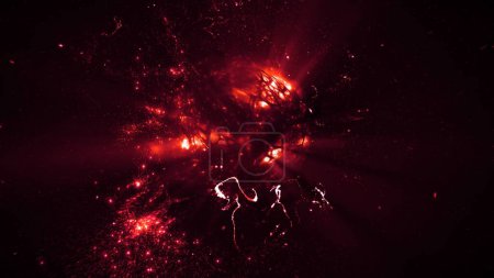 Téléchargez les photos : Boule de plasma radioactif rotative rouge. Noyau de particules de matière noire subatomique super chaude. Concept créatif Modèle de plaque arrière d'illustration 3D pour les sujets de sciences physiques et vitrine de jeux informatiques. - en image libre de droit