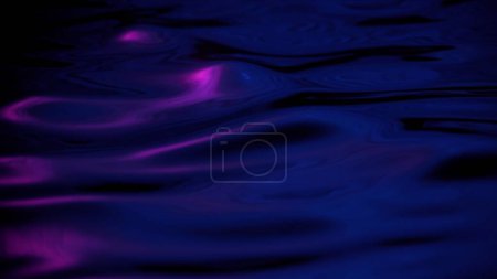 Foto de Elegante abstracto primer plano macro agua onda bucle fondo. El espacio de copia azul púrpura muestra el telón de fondo del elemento de maqueta. Ilustración 3D de líquido fundido líquido brillante índigo ultravioleta superficie de aceite. - Imagen libre de derechos