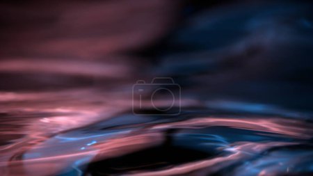 Foto de Elegante abstracto primer plano macro agua onda bucle fondo. Rosa Azul espacio copia escaparate mock-up elemento telón de fondo. Ilustración 3D de la forma fundida fluida de la superficie líquida brillante del aceite ultravioleta del índigo. - Imagen libre de derechos
