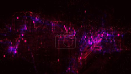 Photo for Pink and blue abstract digital code. Concept 3D illustration background as artificial intelligence video gaming overlay with network cyber security hex code for landing page and banner showcase - Royalty Free Image