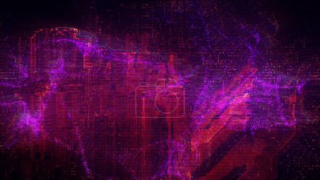 Téléchargez les photos : Code numérique abstrait rose et violet. Concept 3D fond d'illustration comme superposition de jeu vidéo intelligence artificielle avec le code hexadécimal de cybersécurité du réseau pour la page de destination et la vitrine de bannière - en image libre de droit