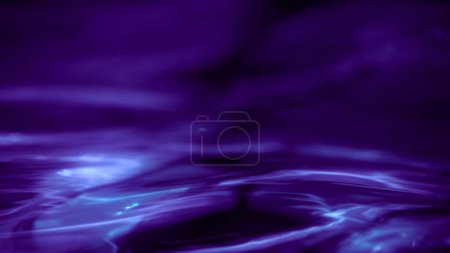 Photo for Elegant abstract close-up macro water wave loop background. Purple copy space and showcase mock-up element backdrop. 3D illustration of fluid molten shape of liquid shiny indigo ultraviolet oil surface. - Royalty Free Image