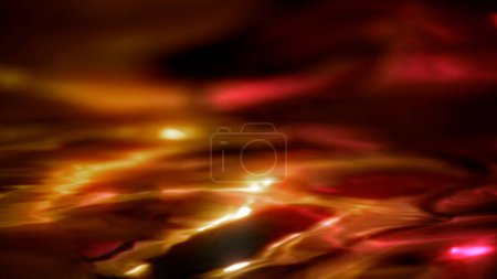 Photo for Elegant abstract close-up macro water wave loop background. Golden Red copy space showcase mock-up element backdrop. 3D illustration of fluid molten shape of liquid shiny indigo ultraviolet oil surface. - Royalty Free Image