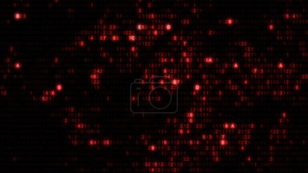 Photo for Abstract red computer hex code full-frame background. Concept binary encryption technology algorithm screen illustration for hud design and artificial intelligence machine learning design template. - Royalty Free Image