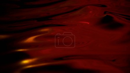 Photo for Elegant abstract close-up macro water wave loop background. Red yellow copy space showcase mock-up element backdrop. 3D illustration of fluid molten liquid shiny indigo ultraviolet oil surface. - Royalty Free Image