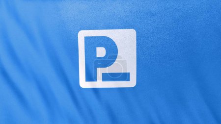 Foto de Presearch PRE Logotipo del icono de la moneda en el fondo de la bandera azul. Concepto Ilustración 3D para criptomoneda y fintech utilizando tecnología blockchain para asegurar transacciones en bolsa Mercado de DeFi. - Imagen libre de derechos