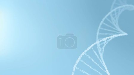 Photo for Full-Frame cosmetic water bubble DNA and mRNA with cell droplets. Creative concept 3D illustration of white helix on futuristic blue gradient medical display presentation background with copy space. - Royalty Free Image