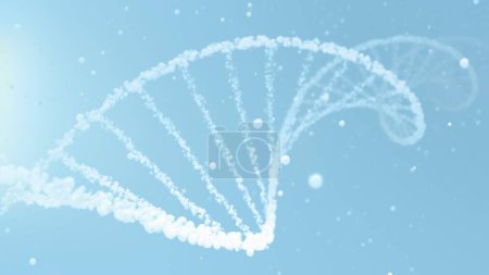 Photo for Cosmetic water bubble DNA and mRNA background with cell droplets and copy space. Full-Frame macro light blue and white concept 3D illustration of transparent helix as beauty care and science display. - Royalty Free Image