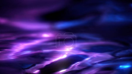 Photo for Futuristic abstract plasma wave banner background. Purple blue science and technology copy space and showcase element backdrop. 3D illustration of fluid molten shape of liquid shiny water surface. - Royalty Free Image
