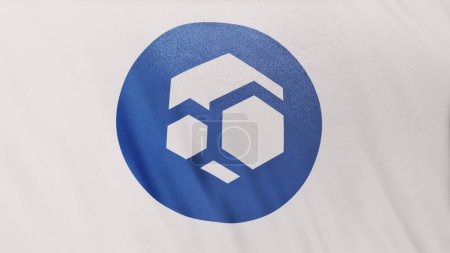 Téléchargez les photos : Zelcore FLUX icône de pièce logo sur fond de bannière drapeau blanc. Concept Illustration 3D pour crypto-monnaie et fintech utilisant la technologie blockchain pour sécuriser les transactions en bourse DeFi marché. - en image libre de droit