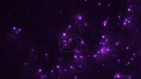 Téléchargez les photos : Magie abstraite éthérée lumineux plasma fond d'illustration 3D. Divin violet et violet chatoyant futuriste particules de synapse intelligence artificielle avec espace de copie vide pour la vitrine de produits - en image libre de droit
