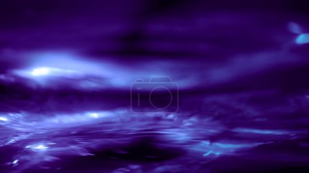 Foto de Elegante abstracto primer plano macro agua onda bucle fondo. Espacio de copia púrpura y escaparate mock-up elemento telón de fondo. Ilustración 3D de la forma fundida fluida de la superficie líquida brillante del aceite ultravioleta del índigo. - Imagen libre de derechos