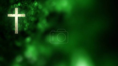 Photo for Abstract green cross on a black background - Royalty Free Image