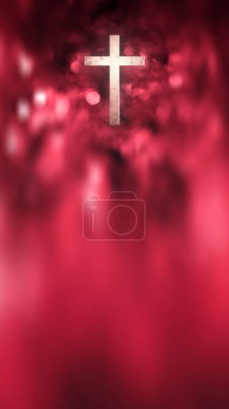 Photo for Red cross on the dark background. - Royalty Free Image