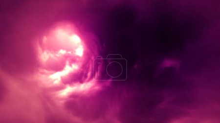 Foto de Etéreo sueño-como nubes gigantes abstractas túnel de color rosa. Infinita nebulosa mágica remolino fantasía vórtice. Concepto Ilustración 3D de la espiritualidad moderna hipnosis, sueño y concentración de ansiedad - Imagen libre de derechos