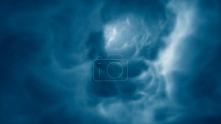 Foto de Etéreo sueño-como nubes gigantes abstractas túnel de color azul. Infinita nebulosa mágica remolino fantasía vórtice. Concepto Ilustración 3D de la espiritualidad moderna hipnosis, sueño y concentración de ansiedad - Imagen libre de derechos