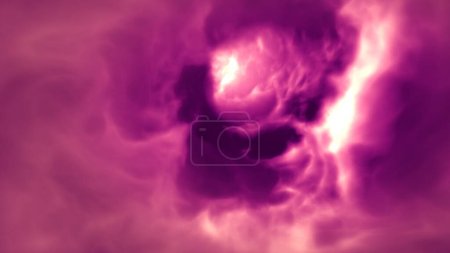 Photo for Ethereal dream-like  abstract giant clouds tunnel of pink color. Infinite magic nebula swirl vortex fantasy. Concept 3D illustration of modern spirituality hypnosis, dream, and anxiety concentration - Royalty Free Image