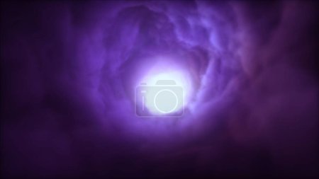 Photo for Posh purple violet rotating fluffy cotton candy cloud swirl vortex. Concept 3D illustration background. Decorative product showcase and copy space backplate as fashion art and creative b-roll effect. - Royalty Free Image