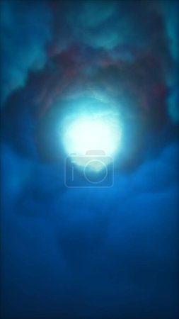 Photo for Decorative colorful abstract red and blue swirling cloud tunnel. Vertical concept 3D illustration background. Epic mysterious fluffy eye of the storm. Ethereal portal of chaotic smoke or gas nebula. - Royalty Free Image