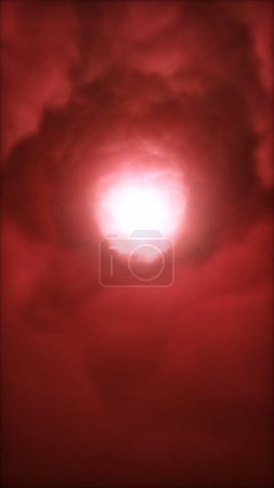 Téléchargez les photos : Vortex nuageux doux rotatif rouge vertical élégant. Concept illustration 3D fond d'art. Cosmétique décorative et produits de beauté vitrine et copie espace plaque arrière. Modèle de promotion créative toile de fond. - en image libre de droit