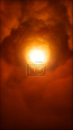 Photo for Warm orange golden mysterious rotating cloud gate. Vertical 3D illustration background loop with fantastic light at the end of the tunnel. Ethereal transcendent space portal depicting awe and harmony. - Royalty Free Image