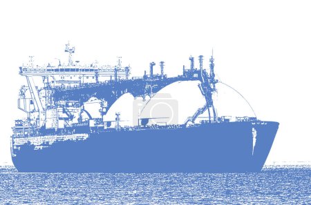 Téléchargez les photos : LNG TANKER - Le beau navire rouge coule vers le terminal de gaz quai de déchargement - en image libre de droit