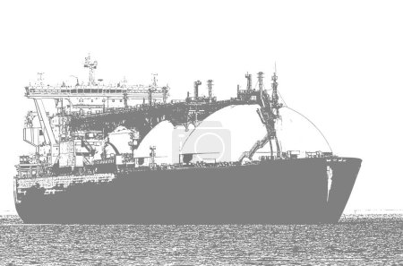 LNG TANKER - The beautiful red ship flows to gas terminal unloading quay