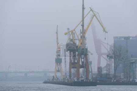 SHIPYARD - Industrial landscape in foggy weather