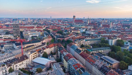 Photo for Munich panoramic aerial view of the city centre at sunrise - Royalty Free Image