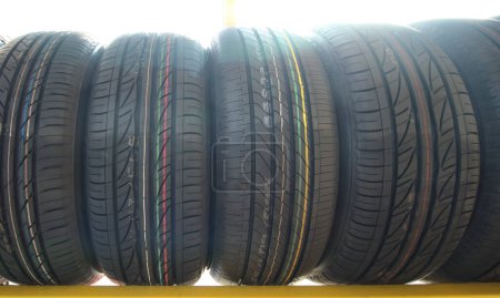 Photo for Tire tread - Car tires at warehouse - Royalty Free Image
