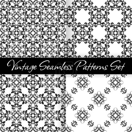 Set of decorative templates with black and white ornaments. Seamless pattern in oriental style for home decor. Black and white. Vector illustration. Poster 624132462