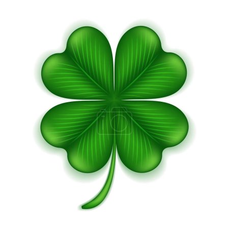 Illustration for Four leaf clover 3d isolated on white background. Clover leaf, the symbol of St. Patricks Day and the national emblem of Ireland. Vector illustration. - Royalty Free Image