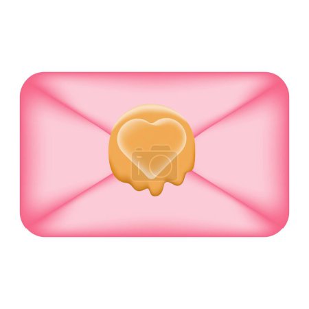 Téléchargez les illustrations : Pink envelope with a love message. Postal envelope sealed with sealing wax isolated on a white background. Letter vector illustration. - en licence libre de droit