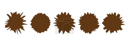 Illustration for Brown round shapes with uneven, blurry edges in the form of a blot or paint stain. Flat abstract symbol of careless circular element. Vector illustration. - Royalty Free Image