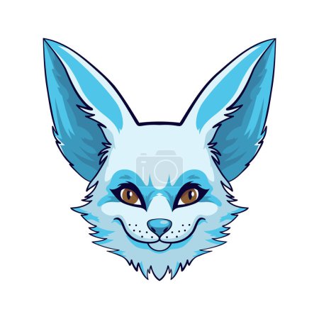 Illustration for Cute portrait of fennec fox face. The desert fox fennec fox is blue. Animal head. Vector illustration. - Royalty Free Image