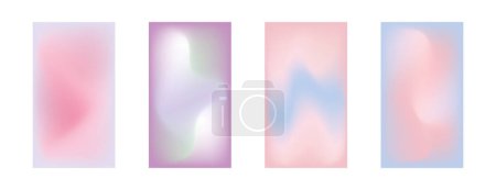Set of gradients in pastel colors. Templates for mobile application screen or stories on social media. Blurred gradient mesh pattern. Pink blue, lilac green beige colors. Vector illustration.