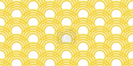 Ilustración de Ramen fideos sin costura patrón de fondo. Patrón japonés seigaihamon. Ondas amarillas sobre blanco. - Imagen libre de derechos