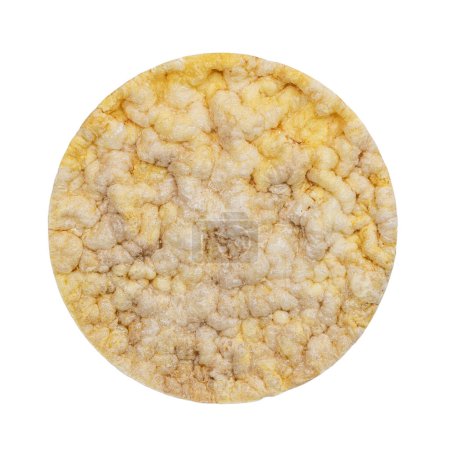 Top view of golden corn cracker. Isolated on a white background.