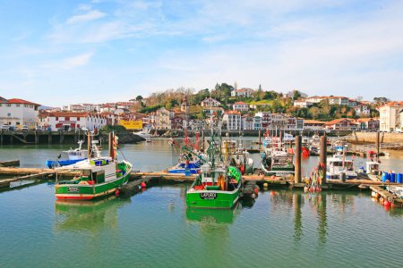 Photo for Harbor of Bayonne with small fisher ships, Bayonne, Pyrenees atlantiques, France - Royalty Free Image