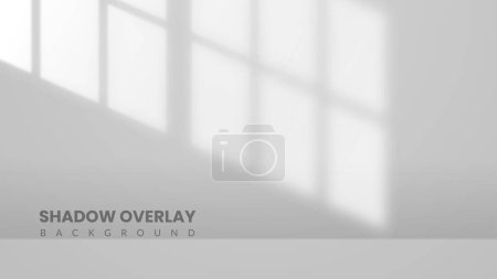 Illustration for Realistic shadow overlay background. White room interior with sunlight coming through the window - Royalty Free Image