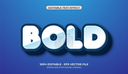 Editable white bold text effect. 3d glossy text effect