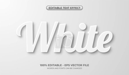 Ilustración de Efecto de texto blanco editable en un estilo minimalista y simple. Efecto de texto en negrita 3d con sombra realista - Imagen libre de derechos