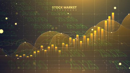 Illustration for The stock market graph is in gold color for business investment illustration. Futuristic financial trading chart. Economic information growth background - Royalty Free Image