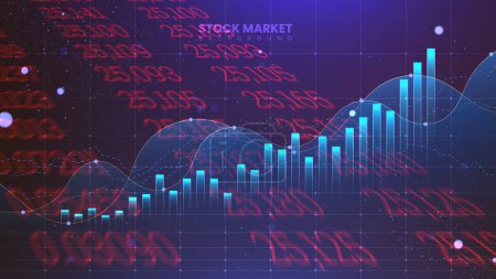 Stock market graph with uptrend view on a monitor for business investment illustration. Futuristic financial trading chart. Economic information growth background