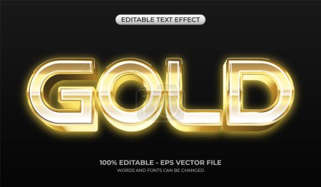 Luxuriöser 3D-Texteffekt. Editierbarer leuchtender Text in glänzender Goldfarbe. Glänzende Typografie auf schwarzem Hintergrund